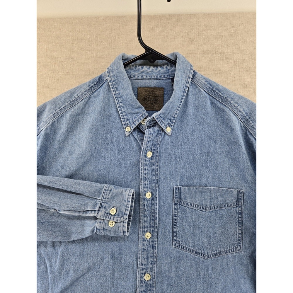 VTG Gap Blue Jeans Denim Shirt Mens Medium Blue Long Sleeve Button Down 90s - Picture 1 of 8